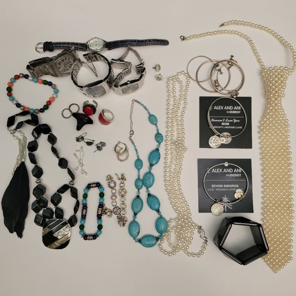 Jewelry - Jewelry Lot Ring Earring Necklace Bracelet Pearls Watches Alex and Ani